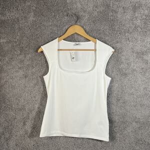 J. Crew Womens Medium White Cap Sleeve Cotton Blouse Top Casual Solid Work M